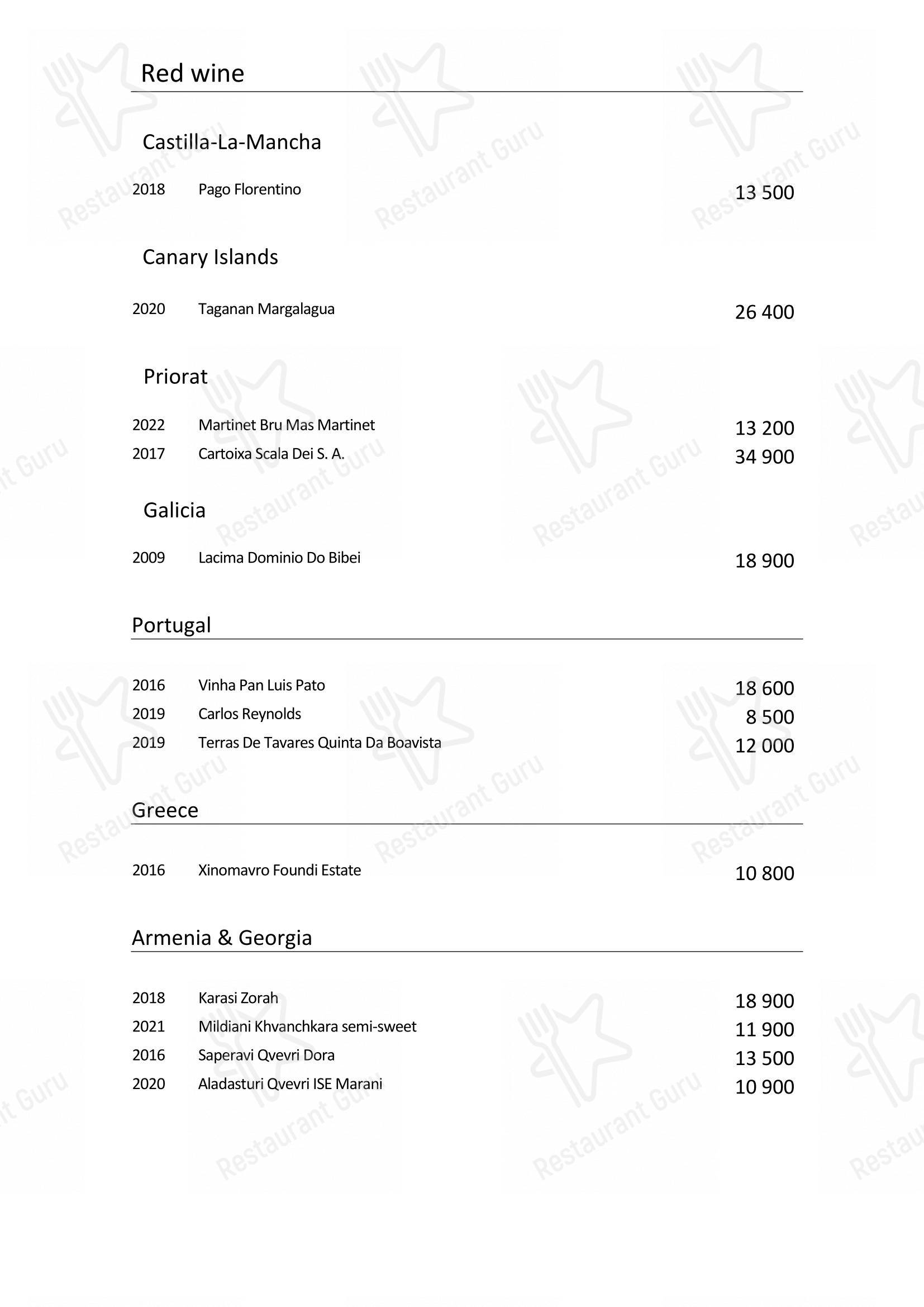 Turandot dans Moscou - Wine Menu