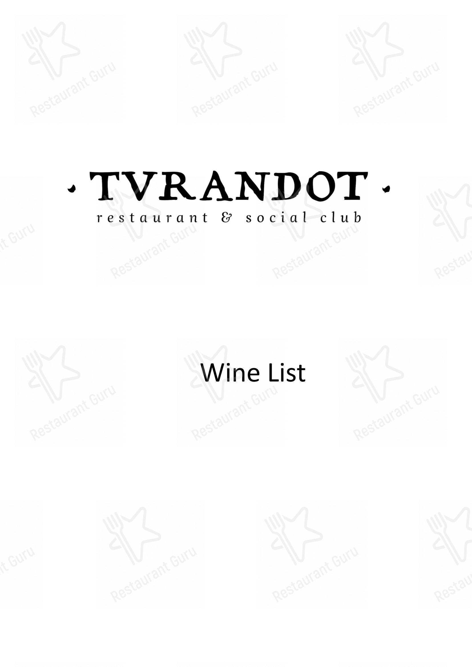 Turandot dans Moscou - Wine Menu