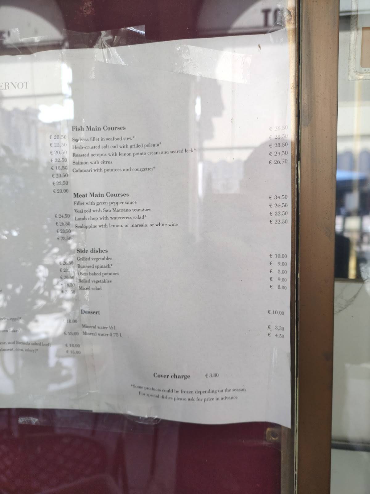 Menu di Caffe' Torino 