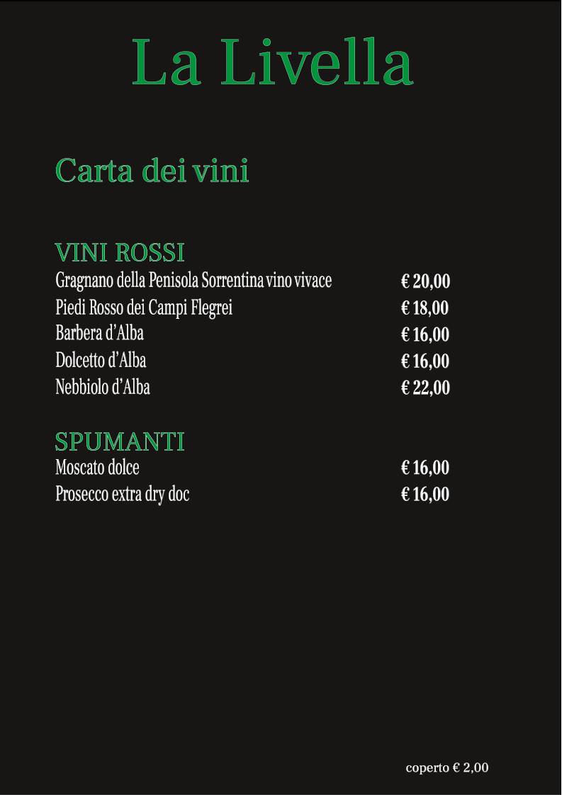 Menu di La Livella 