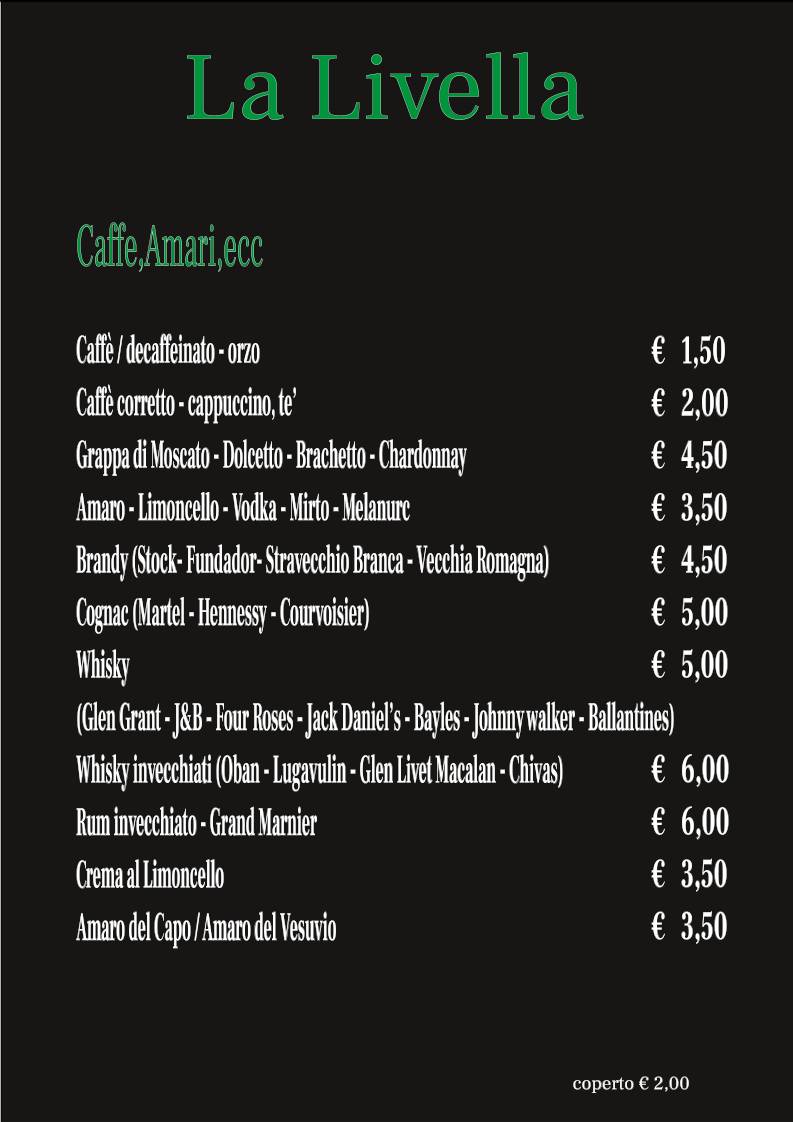 Menu di La Livella 
