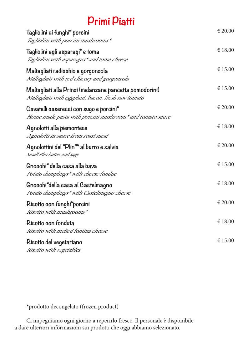 Menu di Ristorante La Mina 