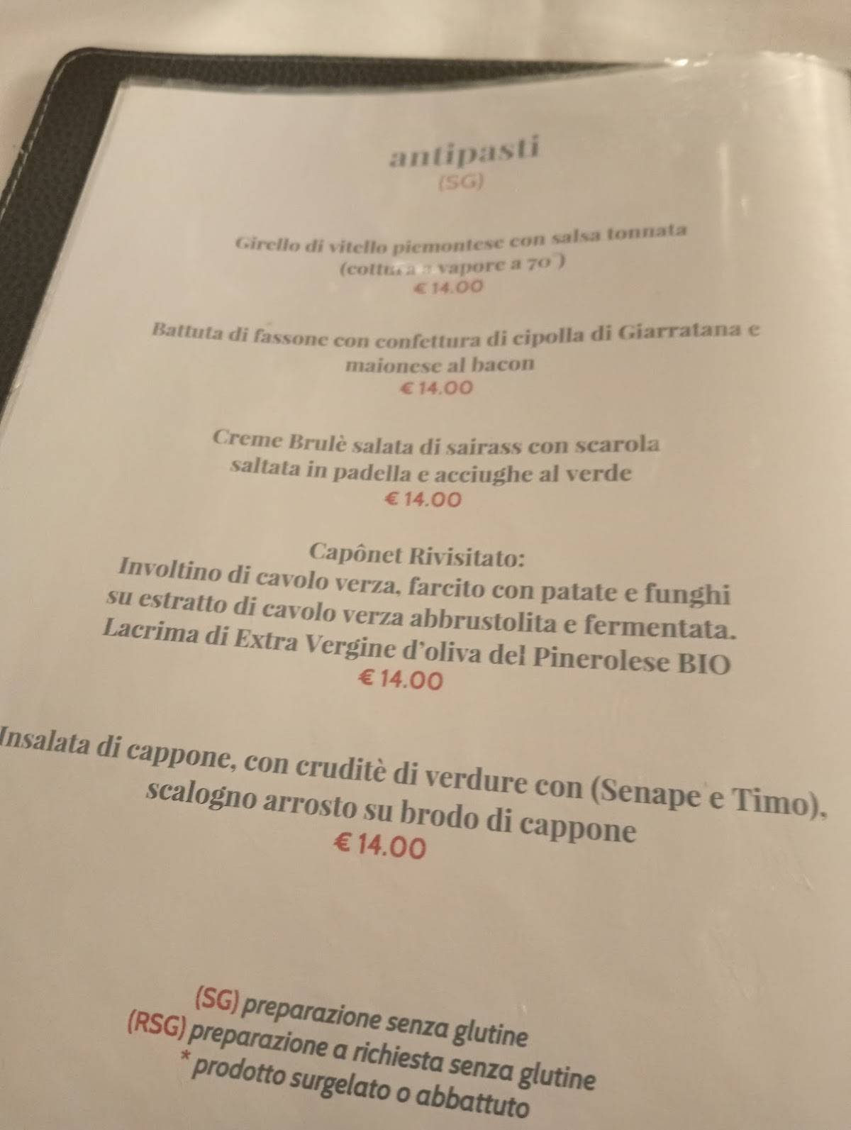 Menu di Trattoria l’Oca Fòla 