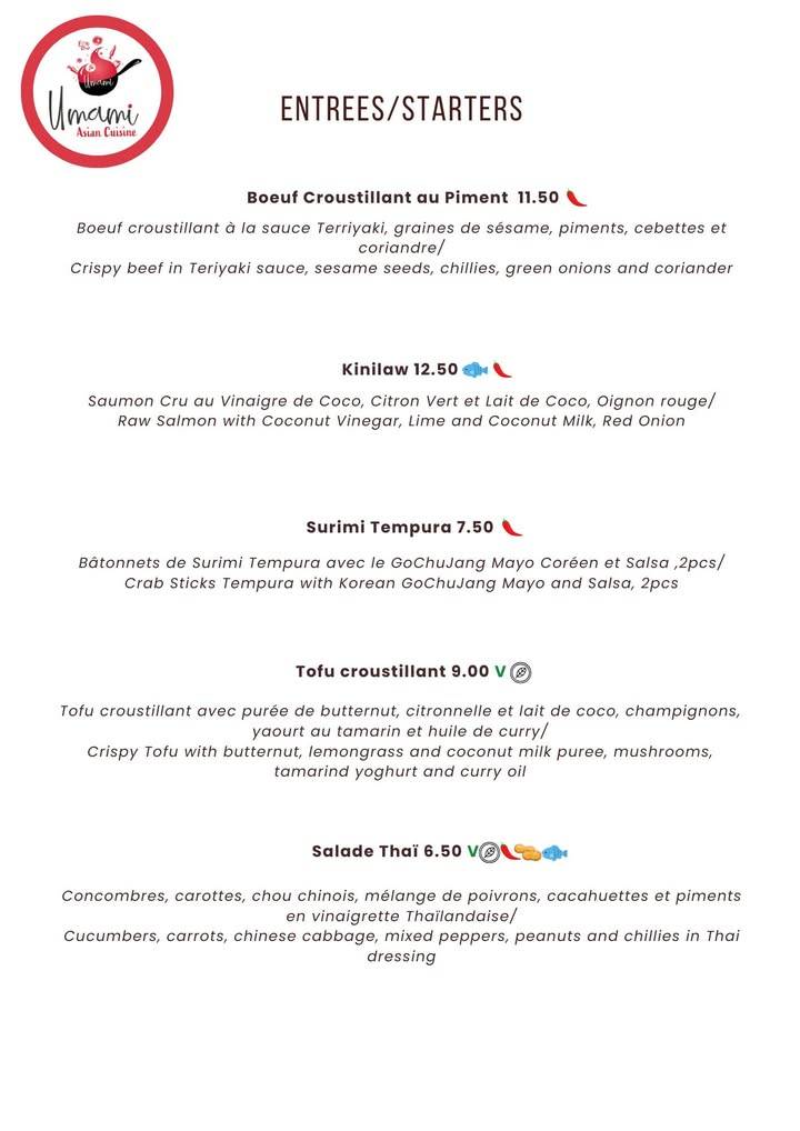 Menu de UMAMI