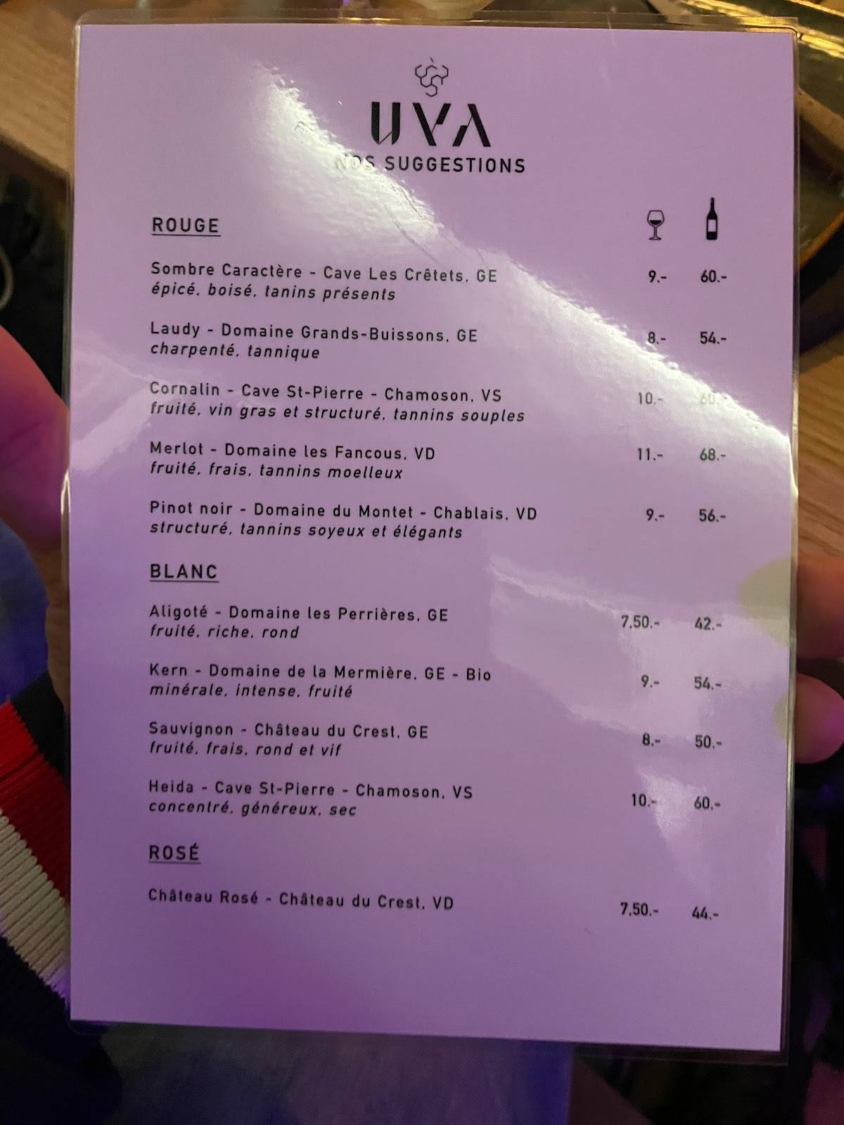 Menu di UVA Genève 
