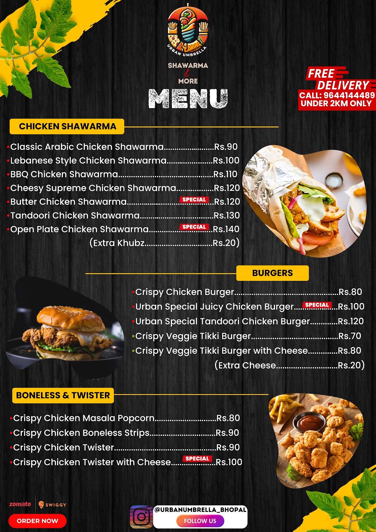 Urban Umbrella (Shawarma & More) menu
