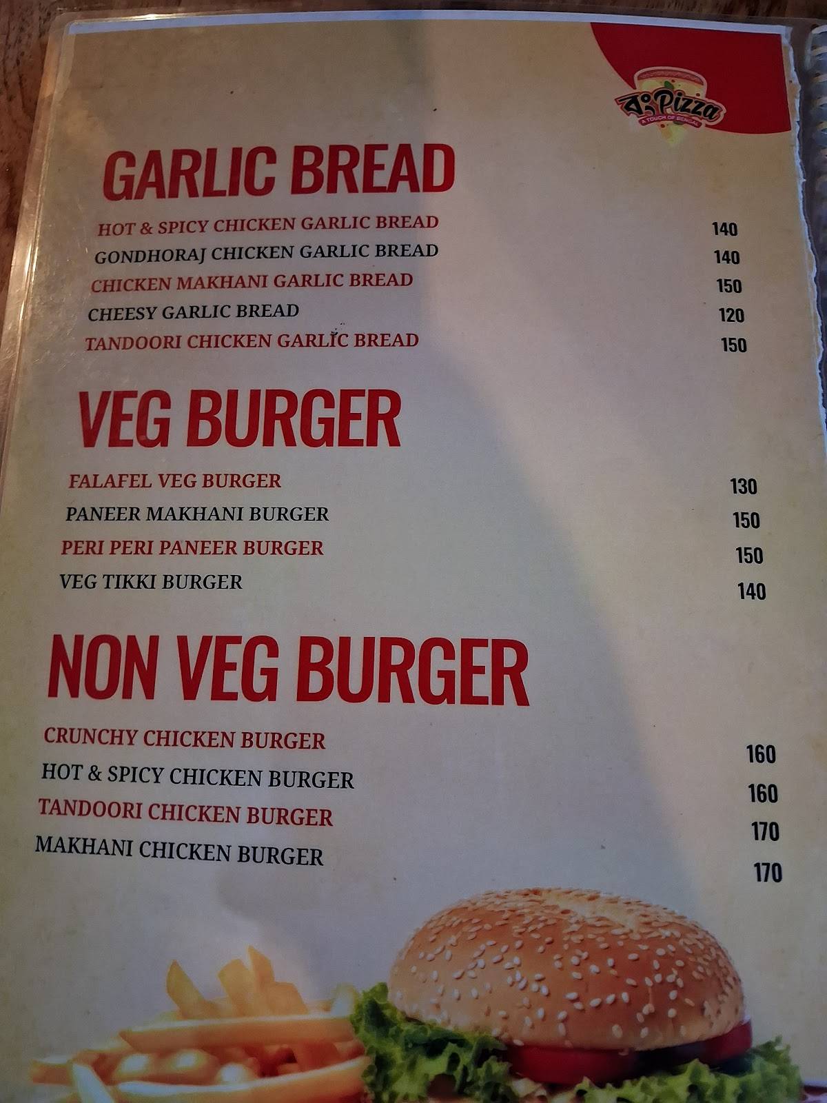 Bong pizza Goura menu