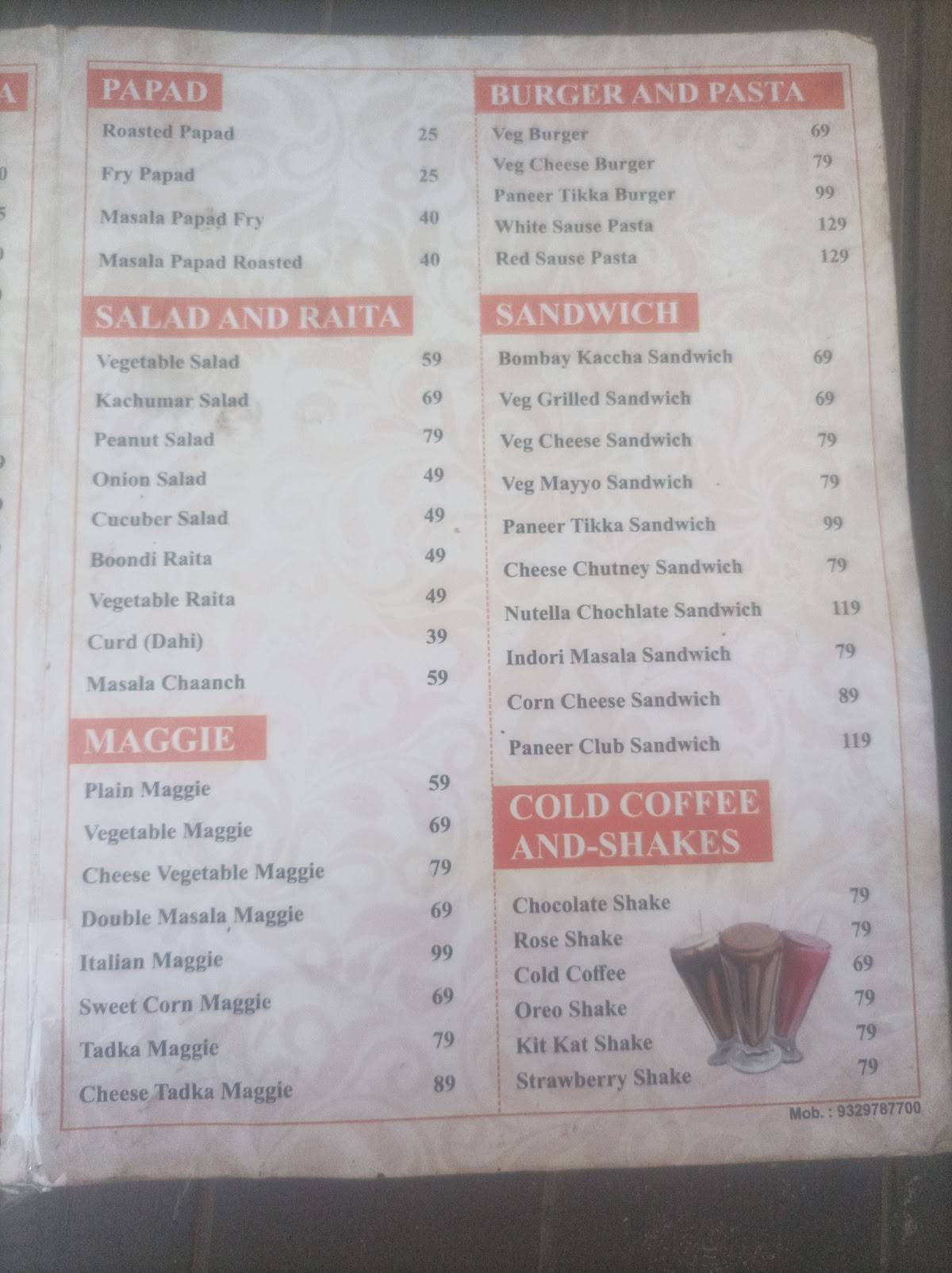 VEG LEGACY menu