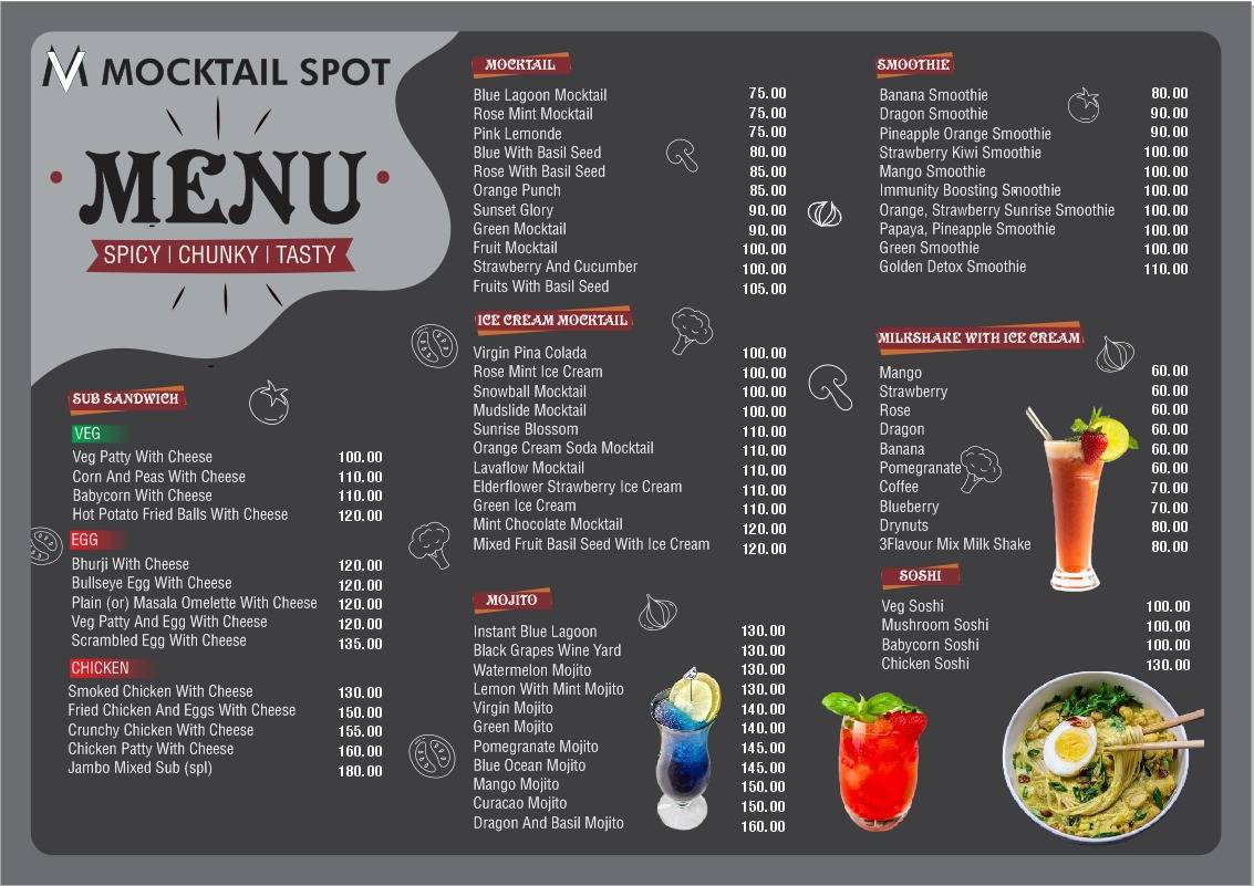 VM MOCKTAIL SPOT menu