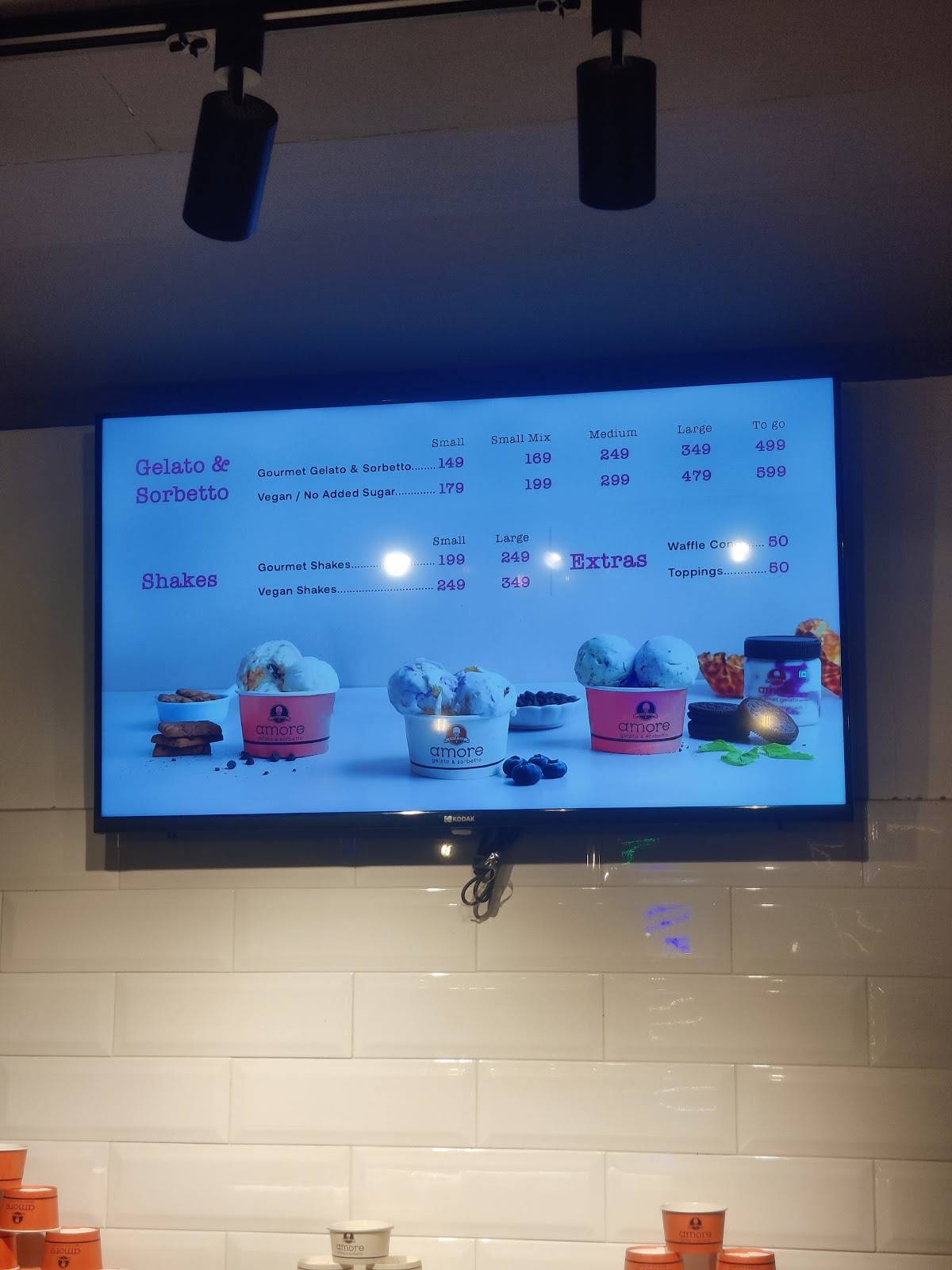 Amore Gelato menu
