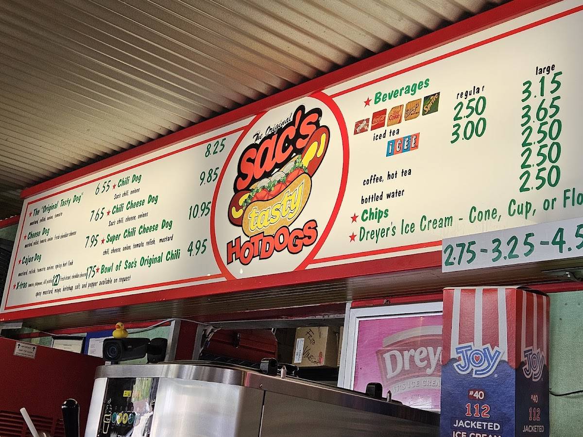 Menu at Sac's Tasty Hot Dogs fast food, Vallejo