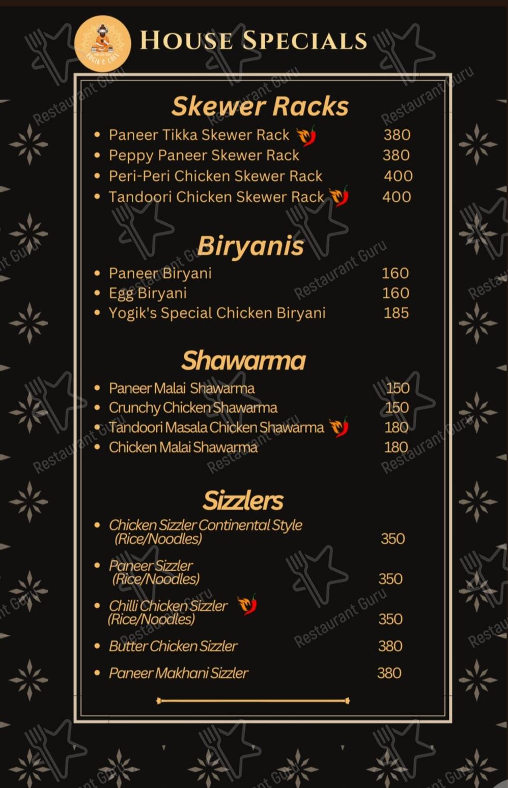Yogik's Cafe & Diner menu