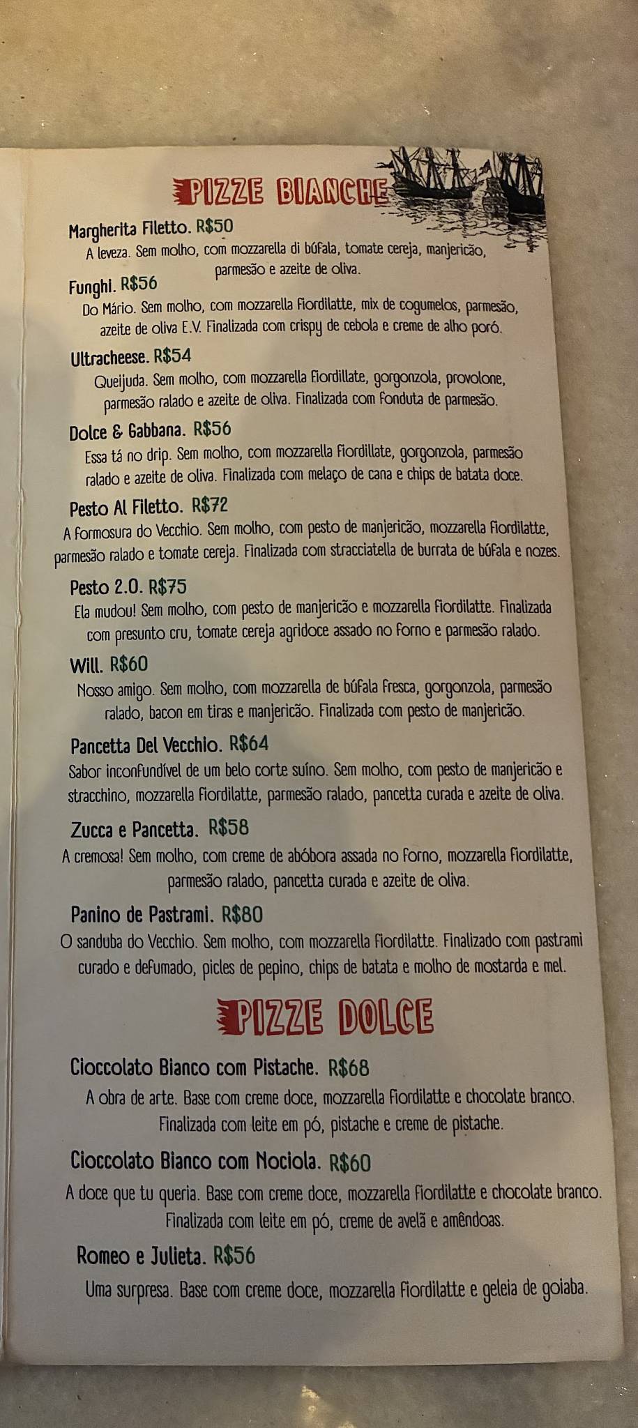 Vecchio Napoletana cardápio