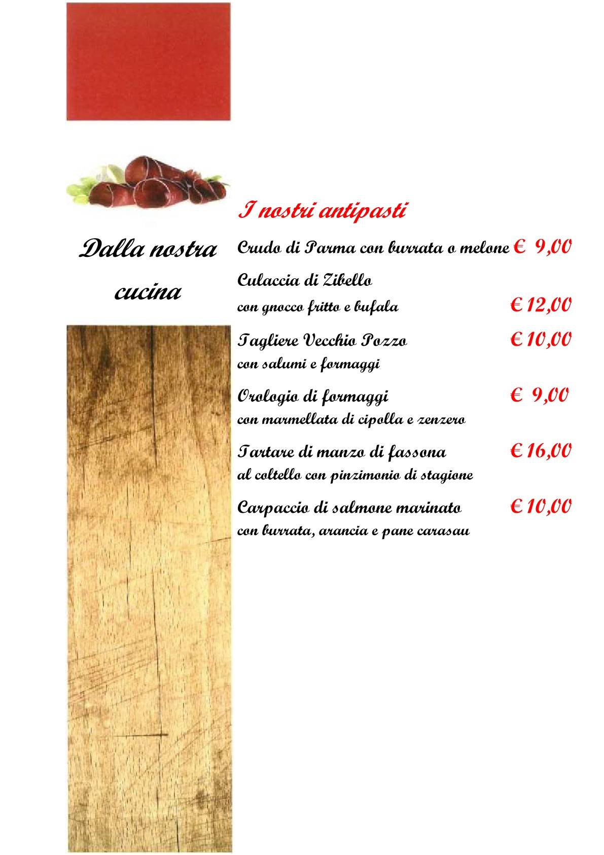 Menu di Vecchio Pozzo 