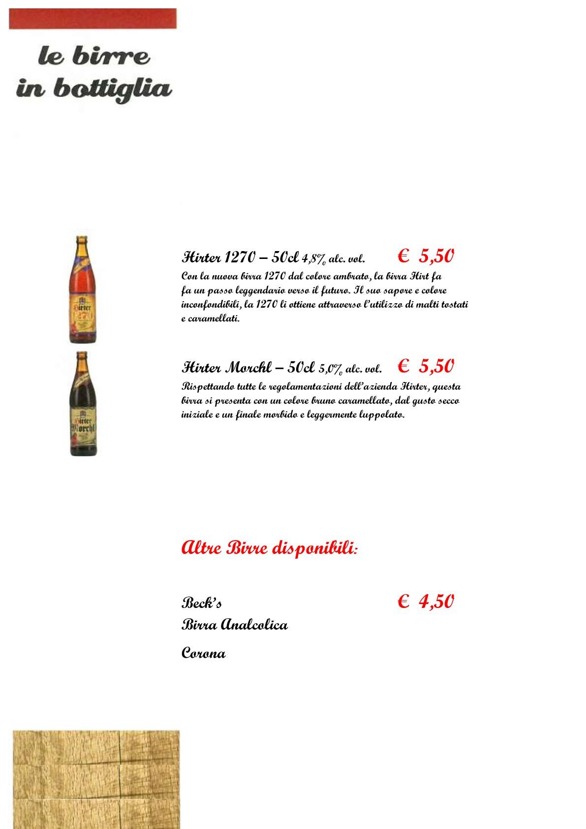 Menu di Vecchio Pozzo 