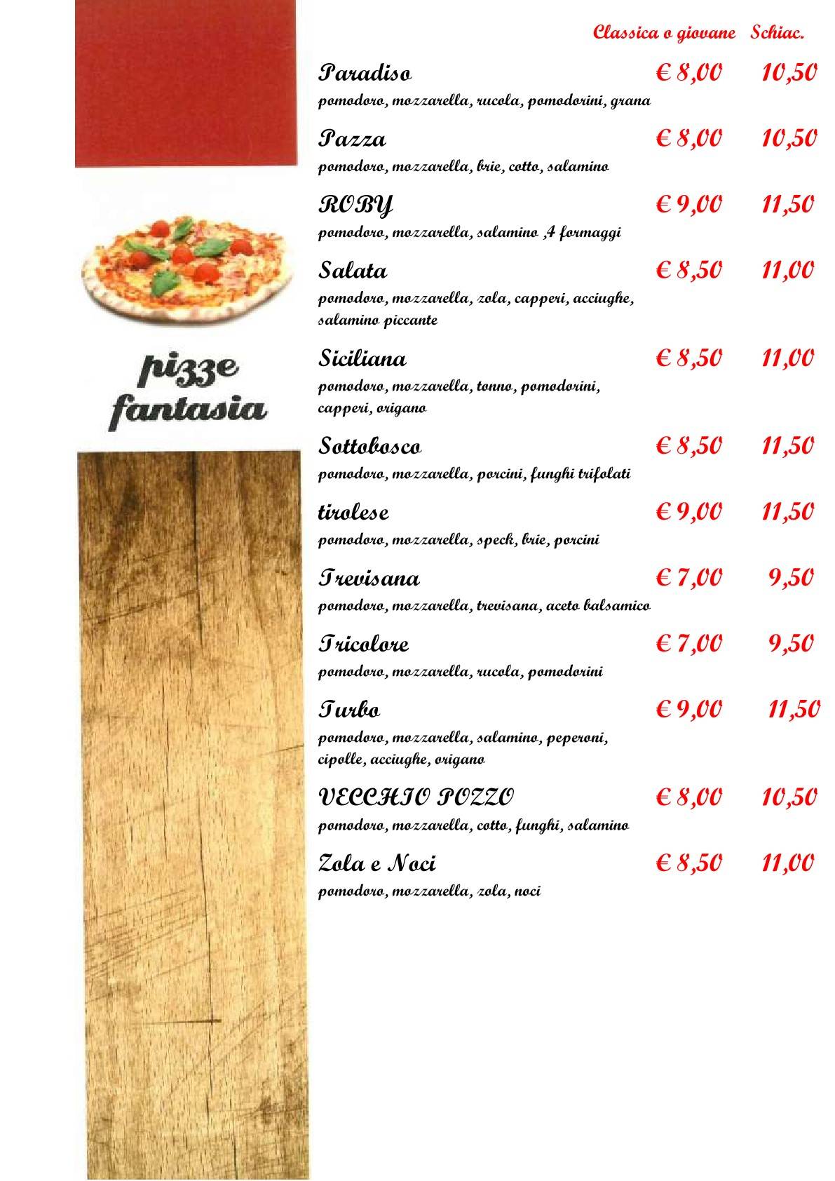 Menu di Vecchio Pozzo 