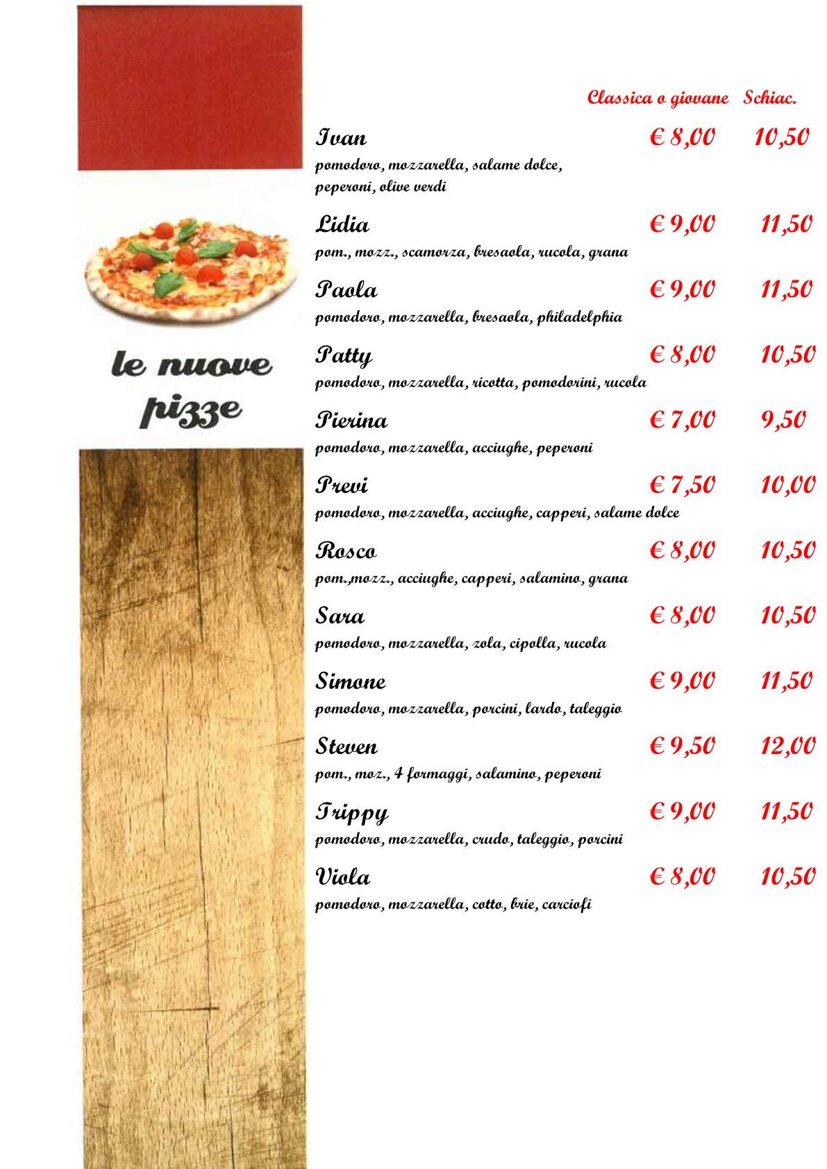 Menu di Vecchio Pozzo 