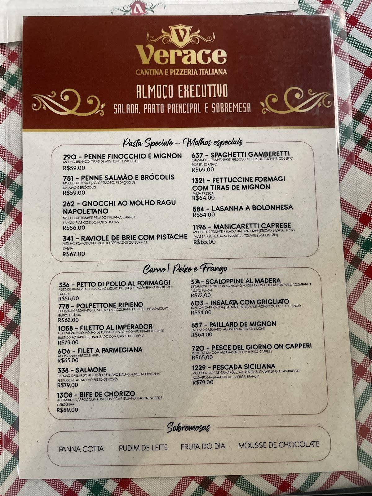 Verace Cantina e Pizzeria Napoletana cardápio