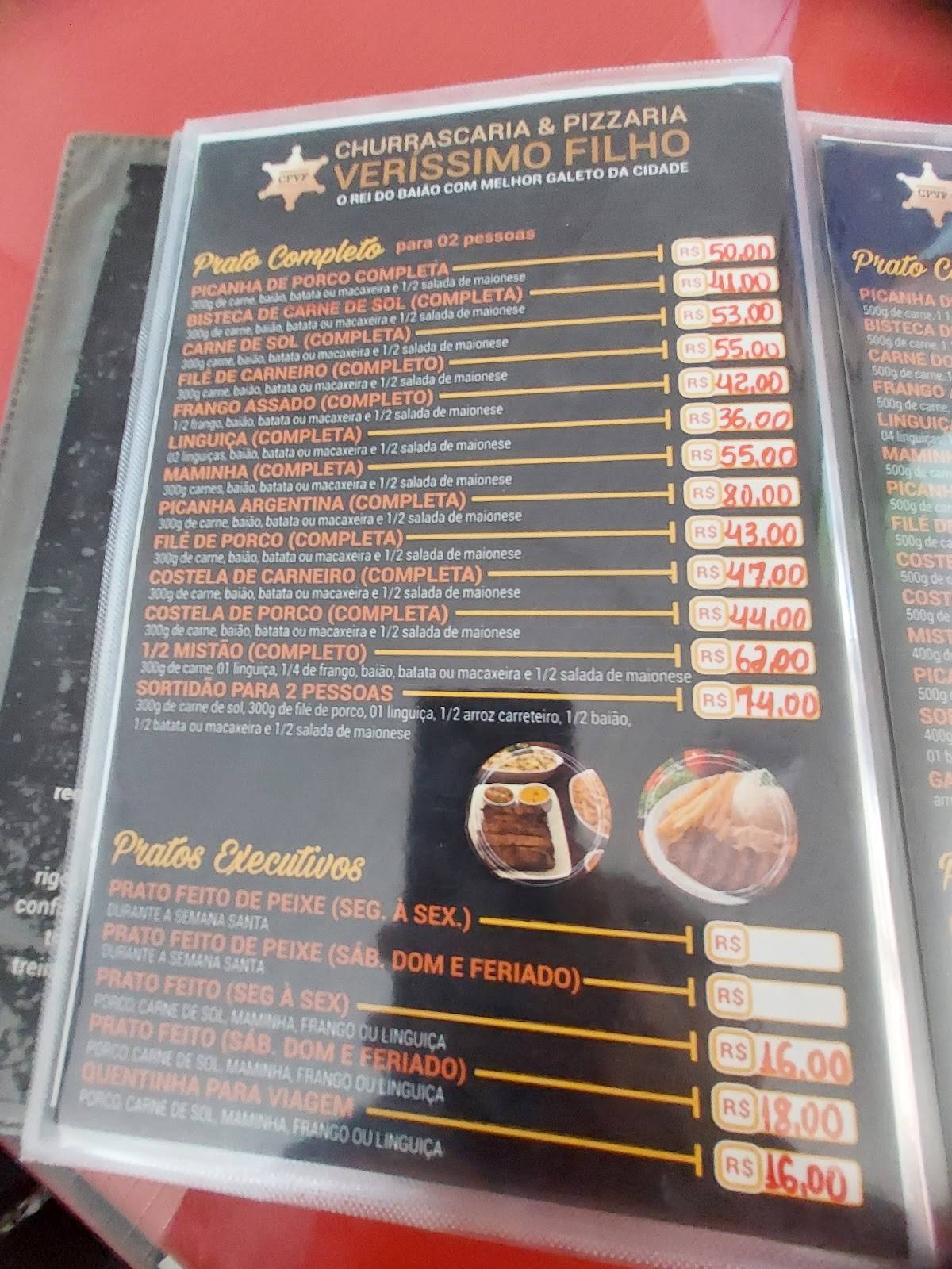 Veríssimo Filho cardápio