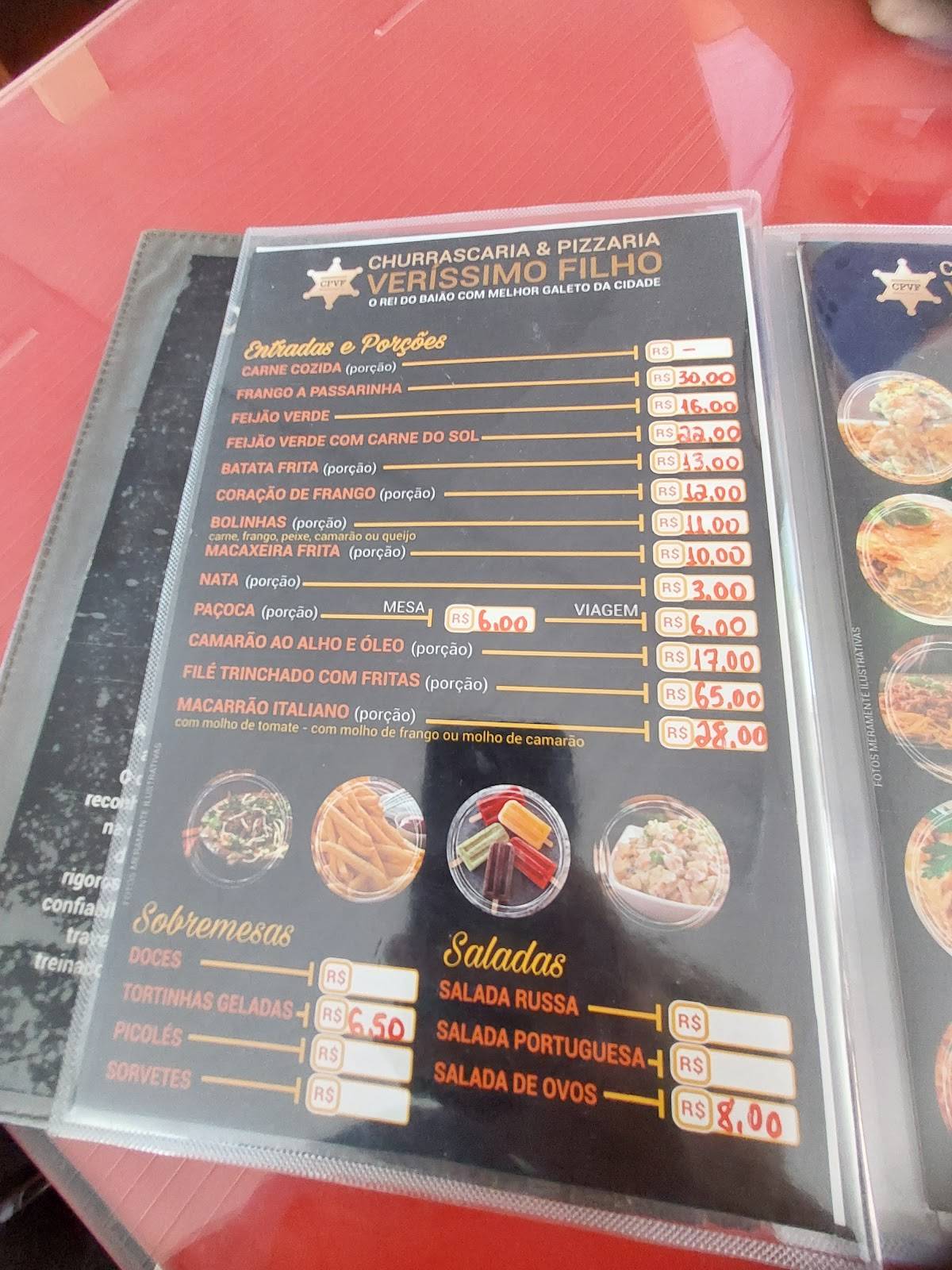 Veríssimo Filho cardápio