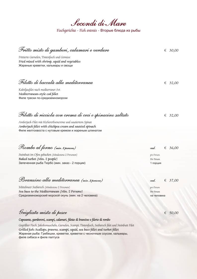 Menu di Ristorante Caffè Vittorio Emanuele 