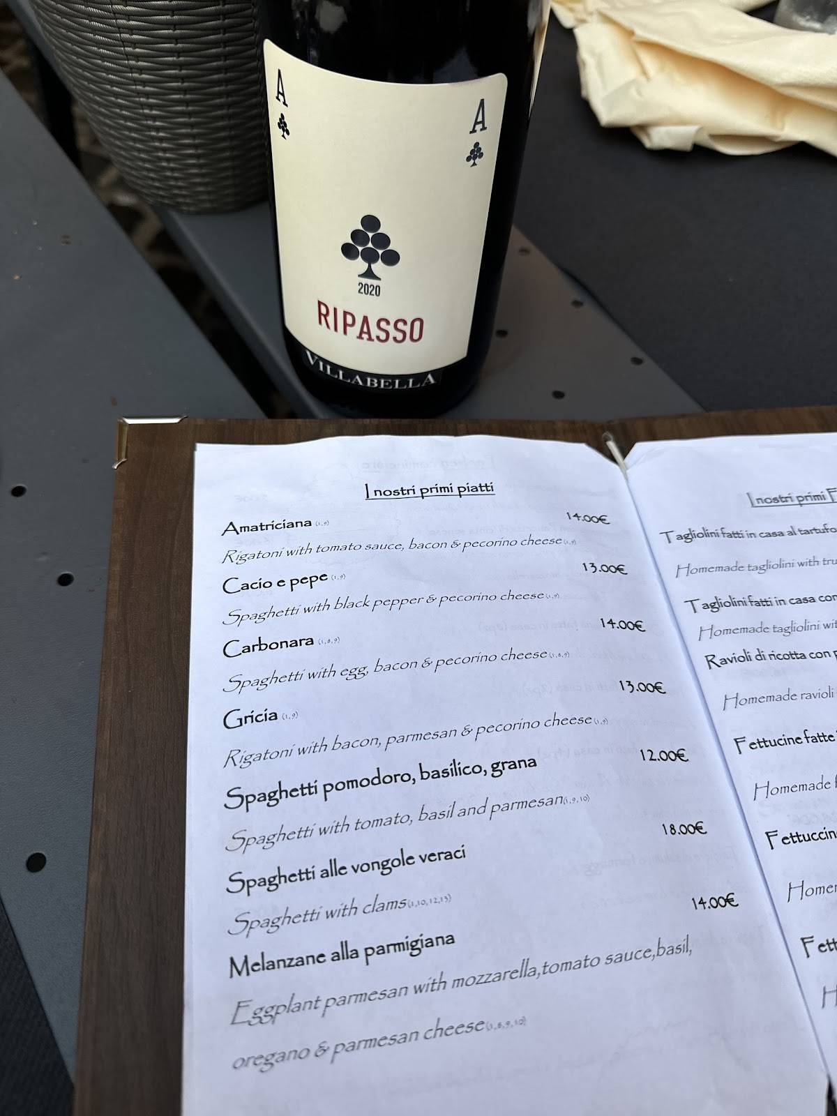 Menu di Ristorante Verso Sera 