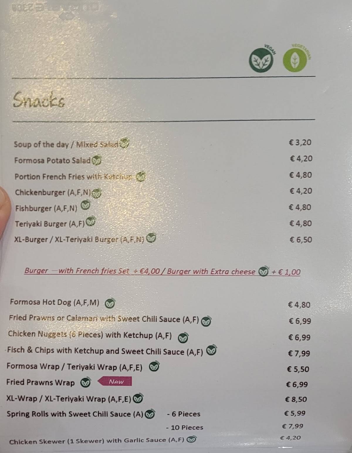 Menu de Formosa Food