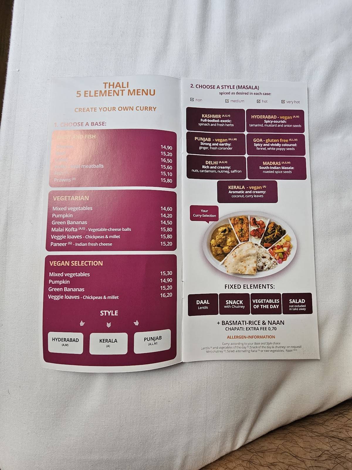 Menu de Thali - Fresh Indian Food