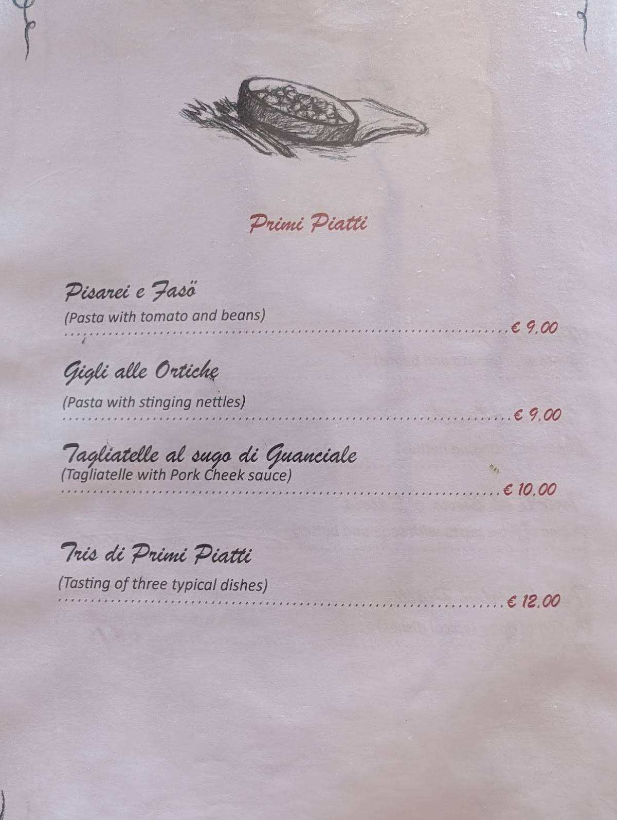 Menu di Taverna Al Castello 