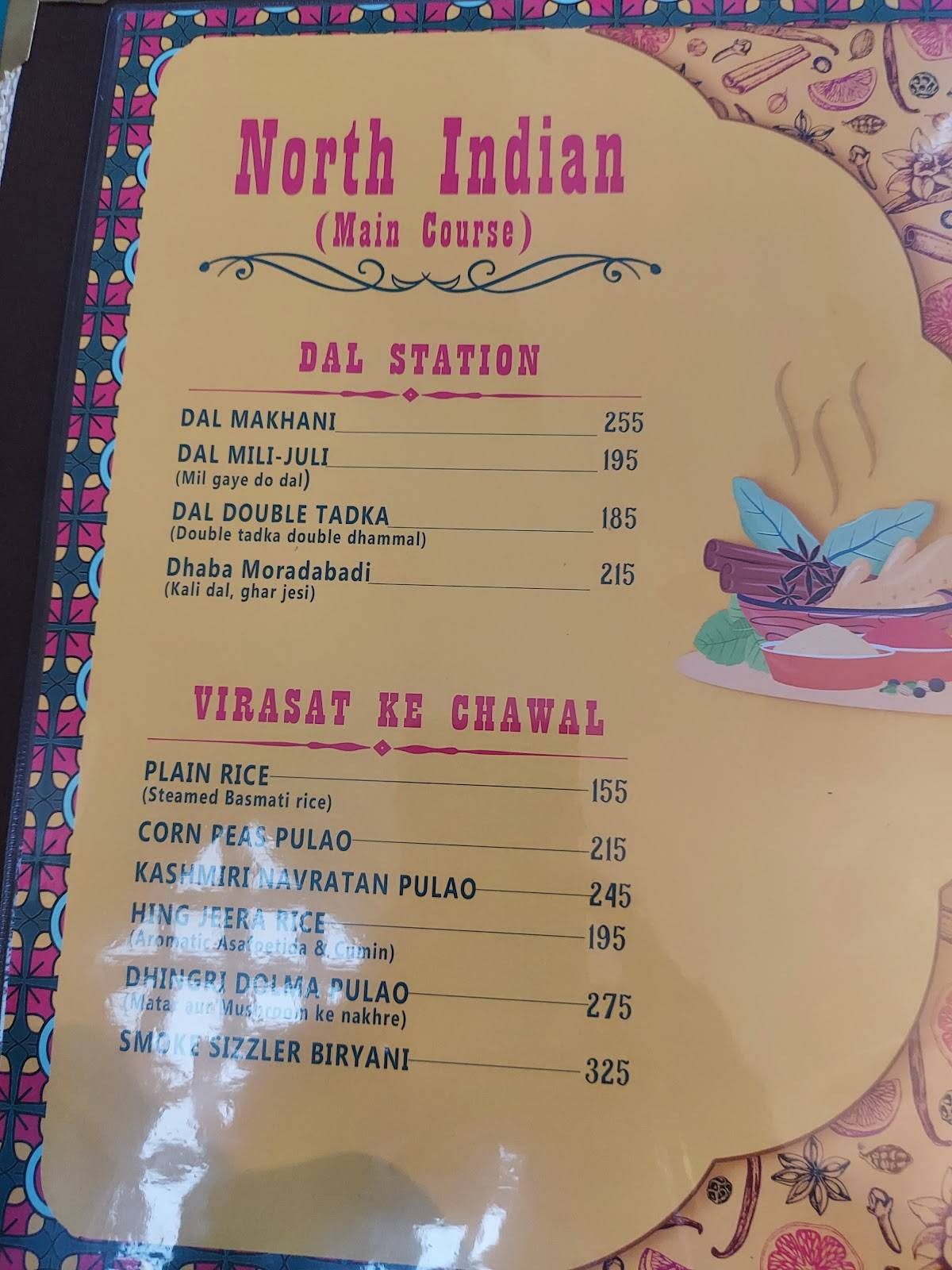 Virasat menu