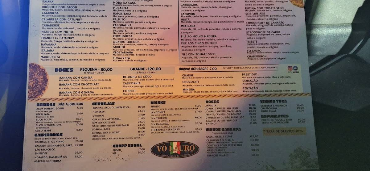 Vô Lauro Restaurante e Pizzaria cardápio
