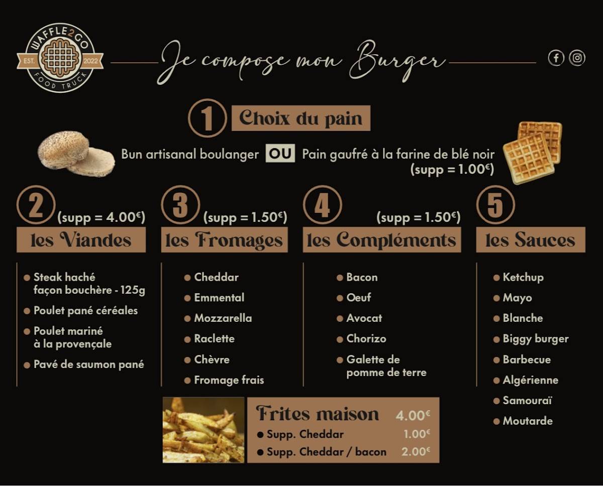 Menu de WAFFLE2GO - Burgers & Gaufres