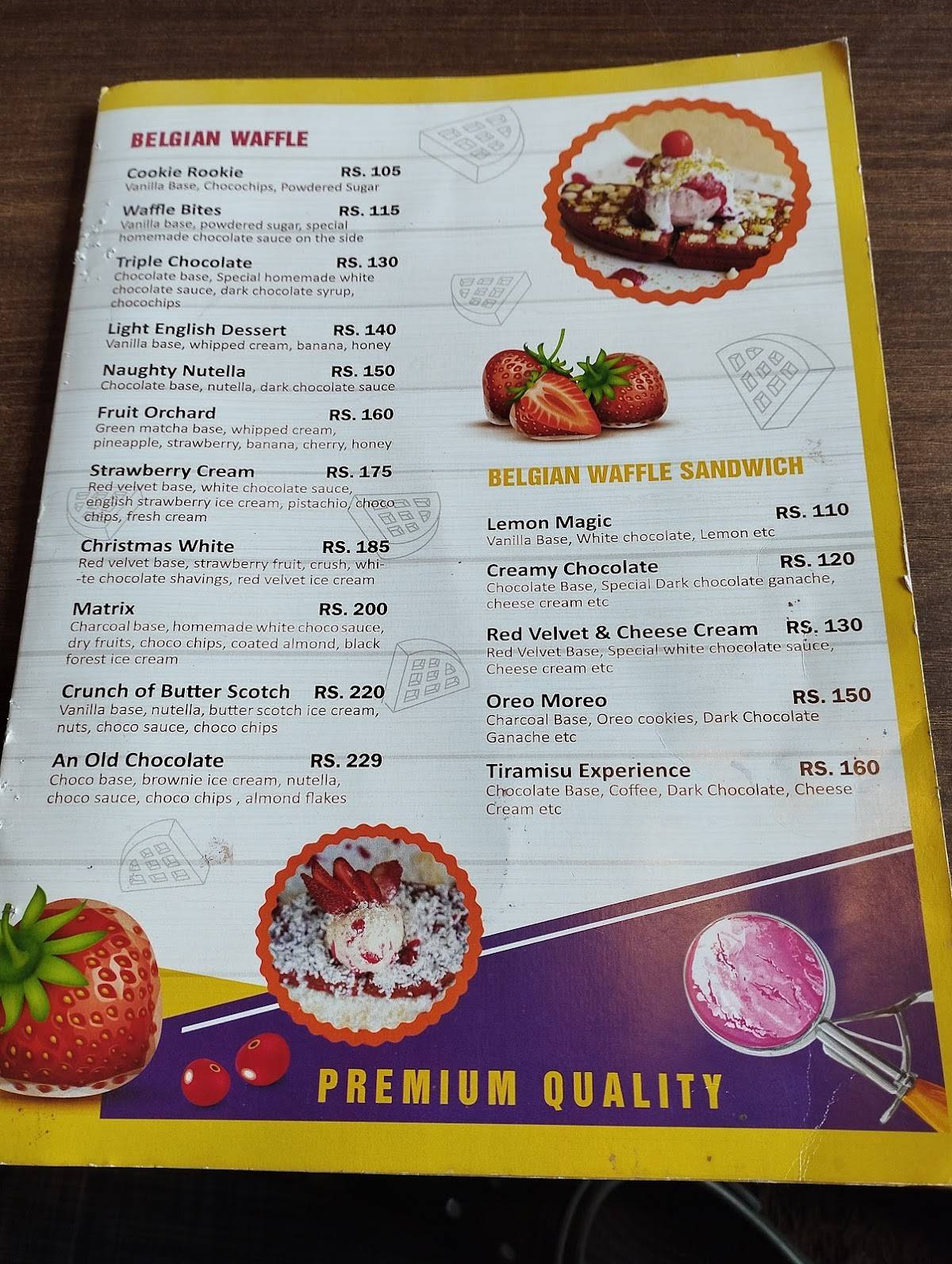 Waffle World menu