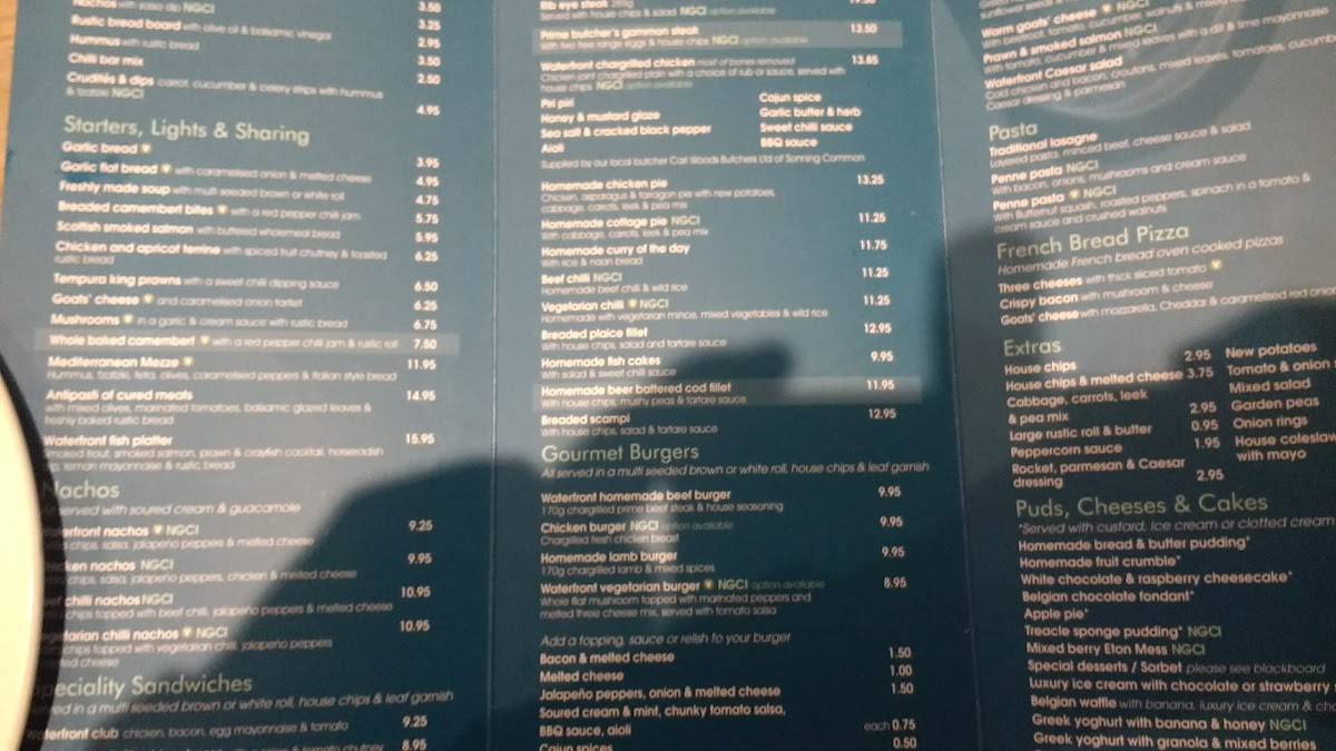 Menu at Waterfront Café Bar Bistro, Wallingford