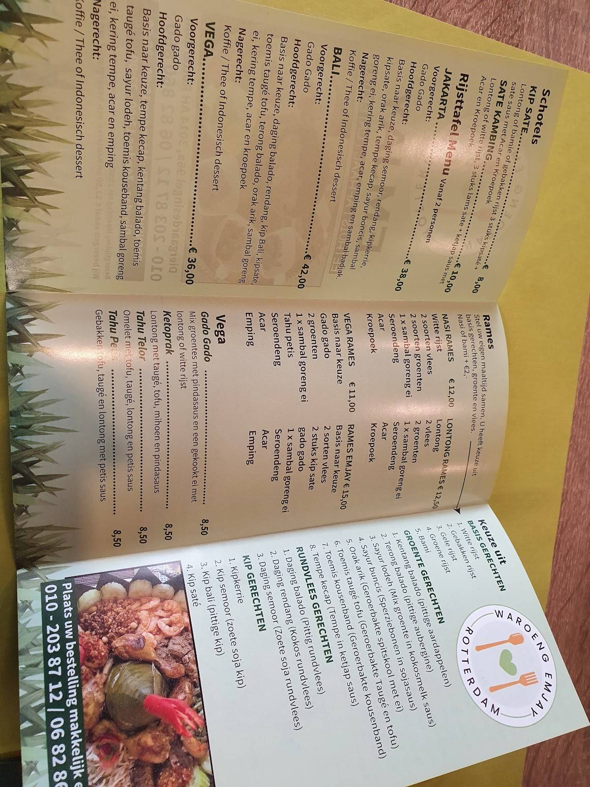 Menu at Waroeng EmJay, Rotterdam