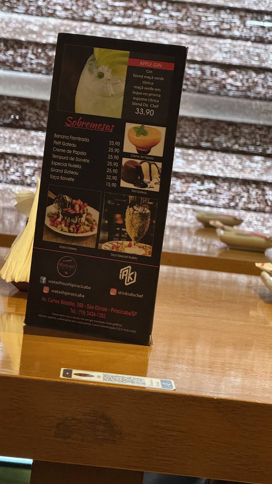 Watashi Sushi cardápio