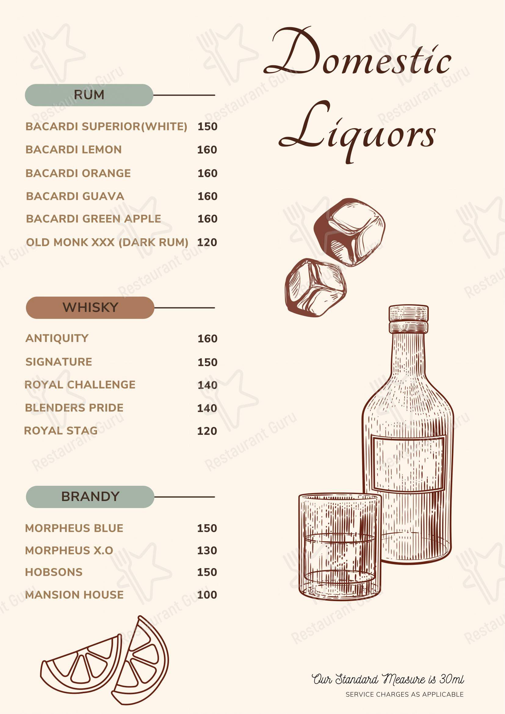 Menu bar for Way To Fly Restopub Pubs near me in Pondicherry Dance Floor DJ Nights Best Nightlife in Pondicherry Nightclub in Puducherry