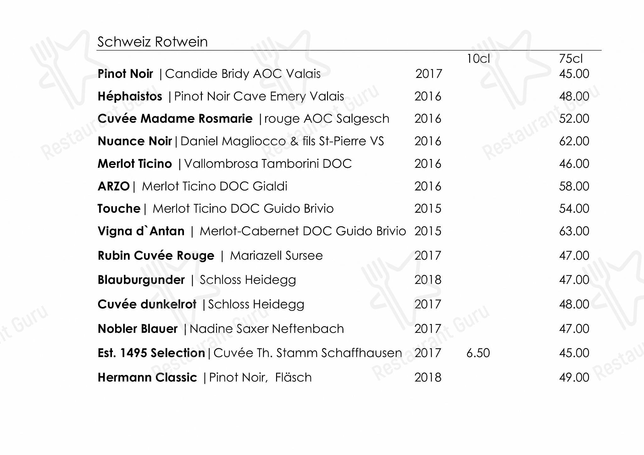 Dinner Menu per Wilder Mann Sursee AG in Sursee