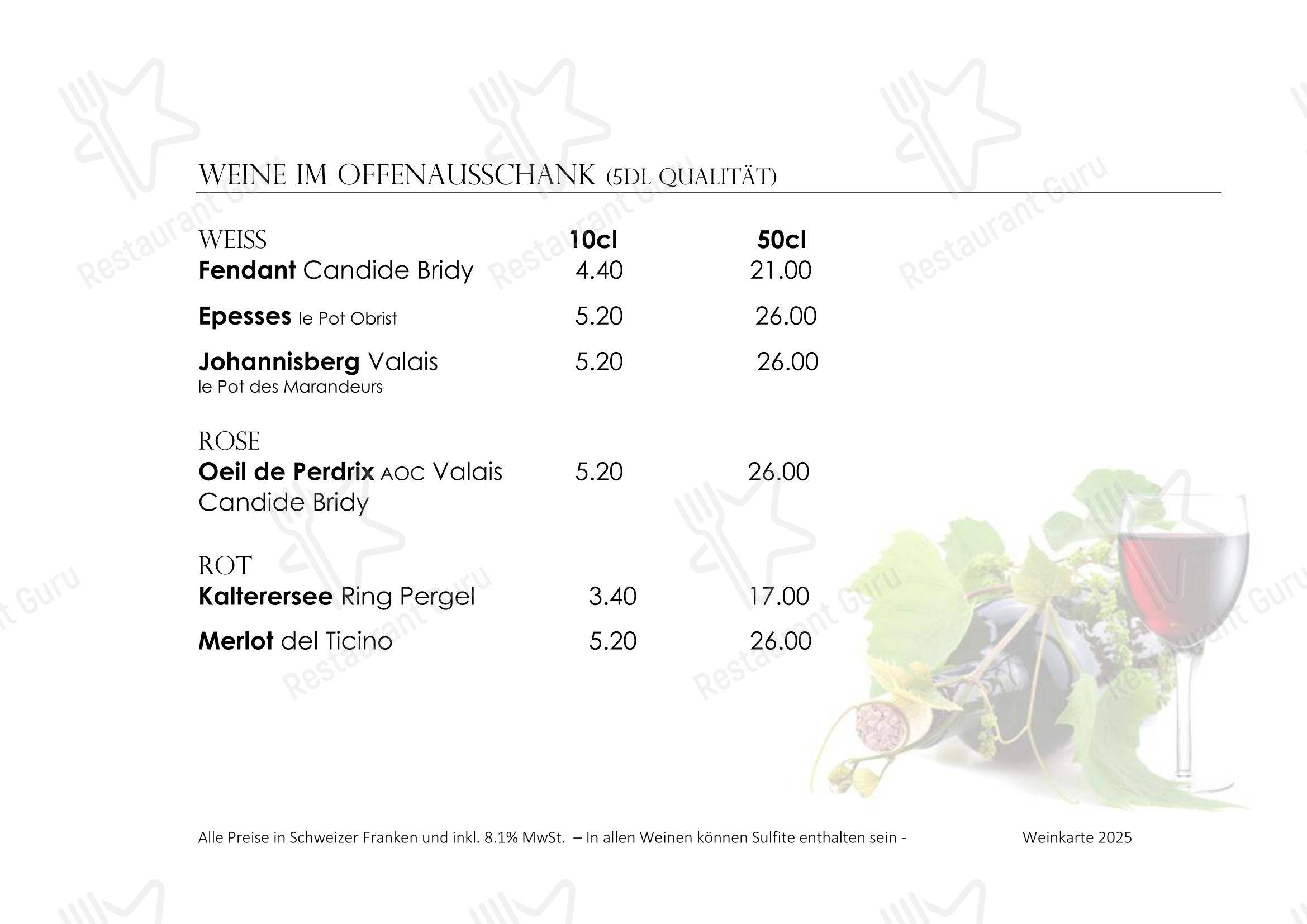 Menu bar per Wilder Mann Sursee AG ristorante
