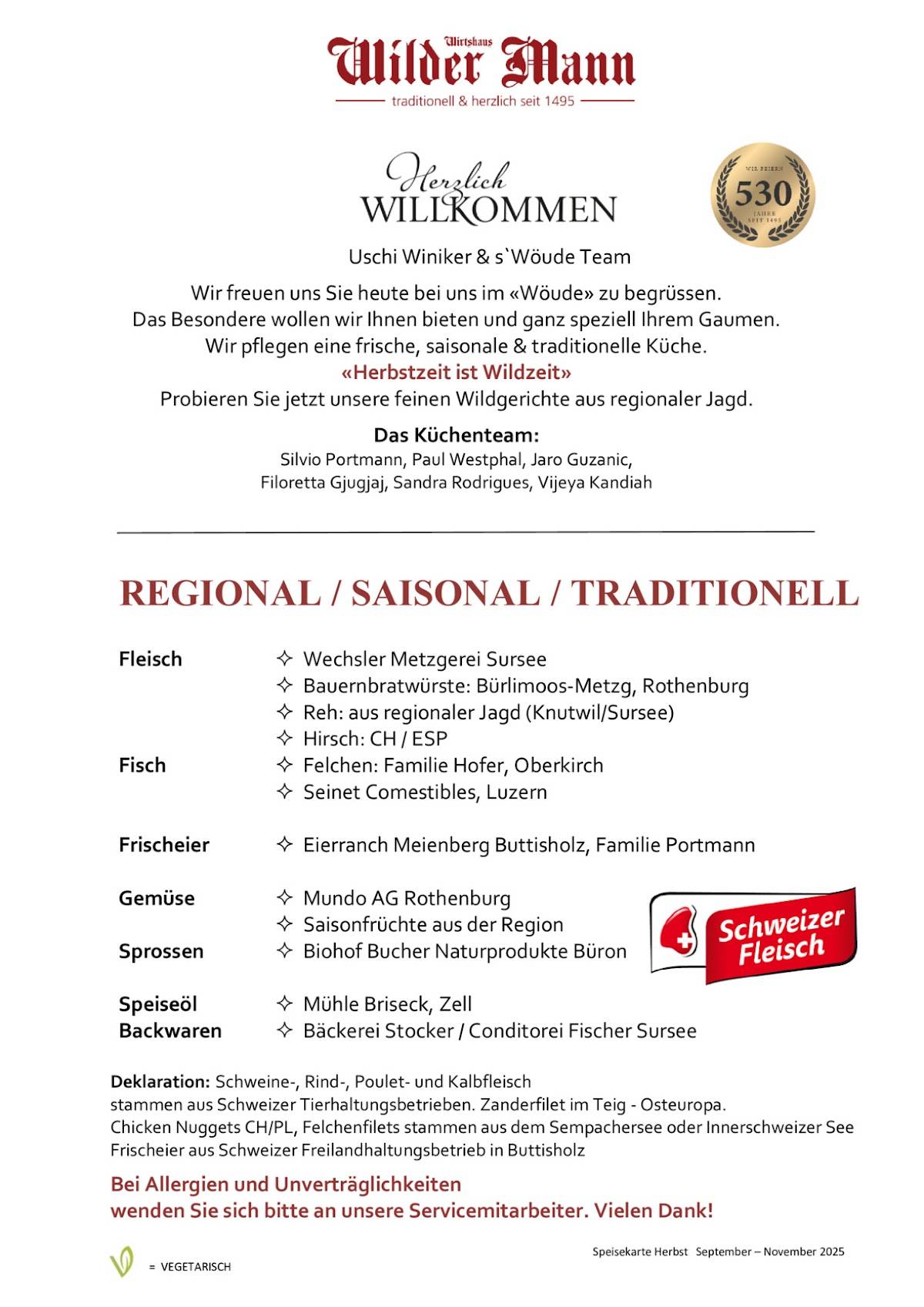 Menu di Wilder Mann Sursee AG 