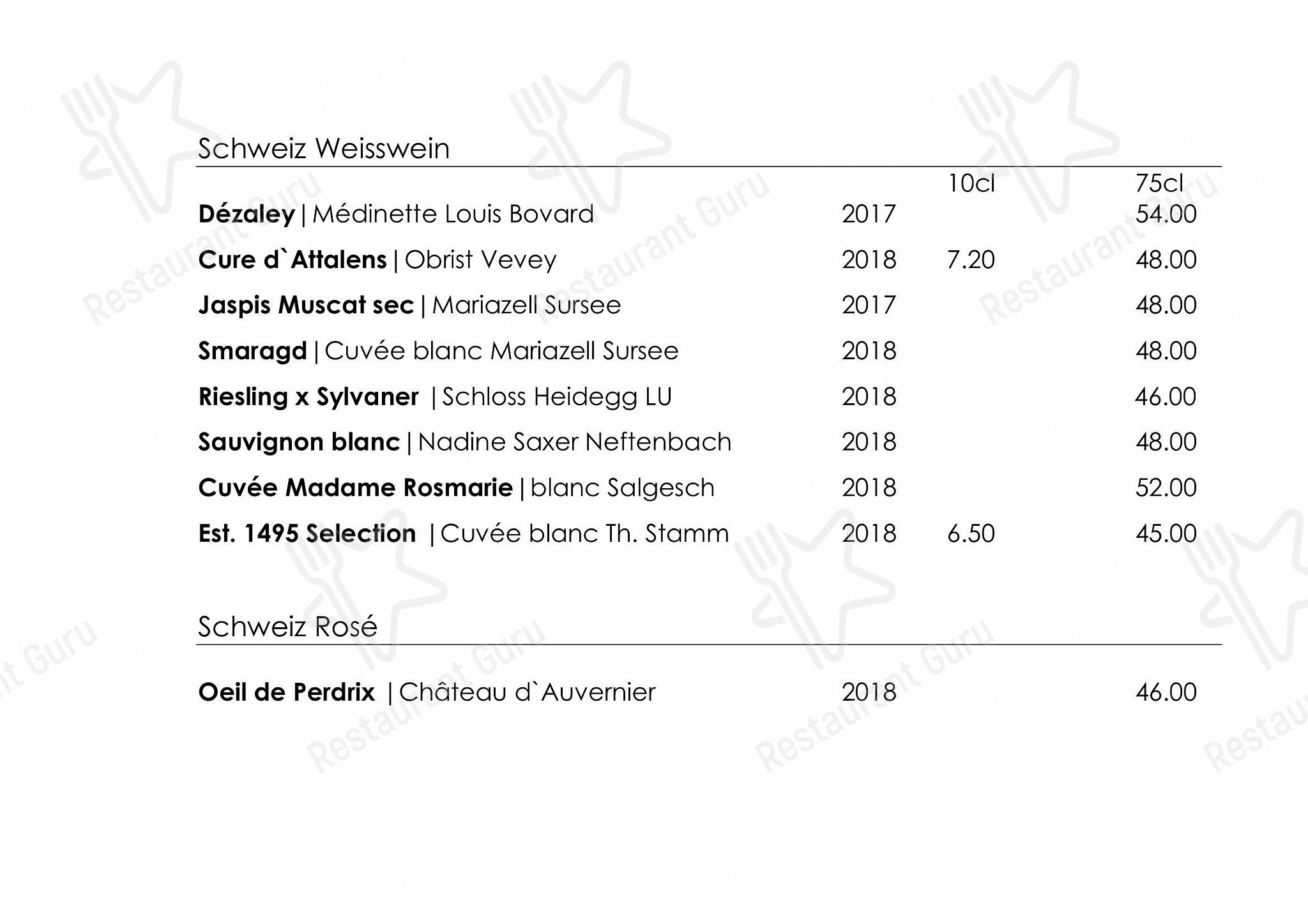 Dinner Menu per Wilder Mann Sursee AG ristorante