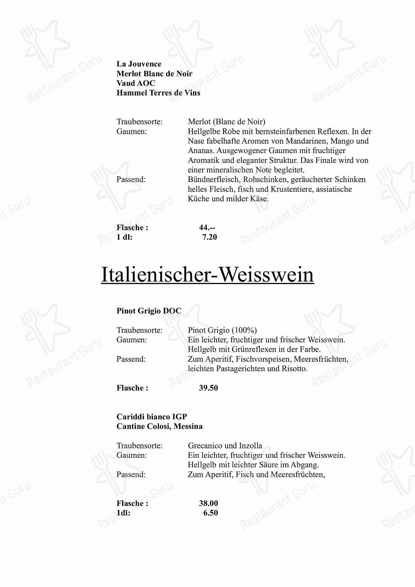 Menu per Hotel-Restaurant Wilhelm Tell