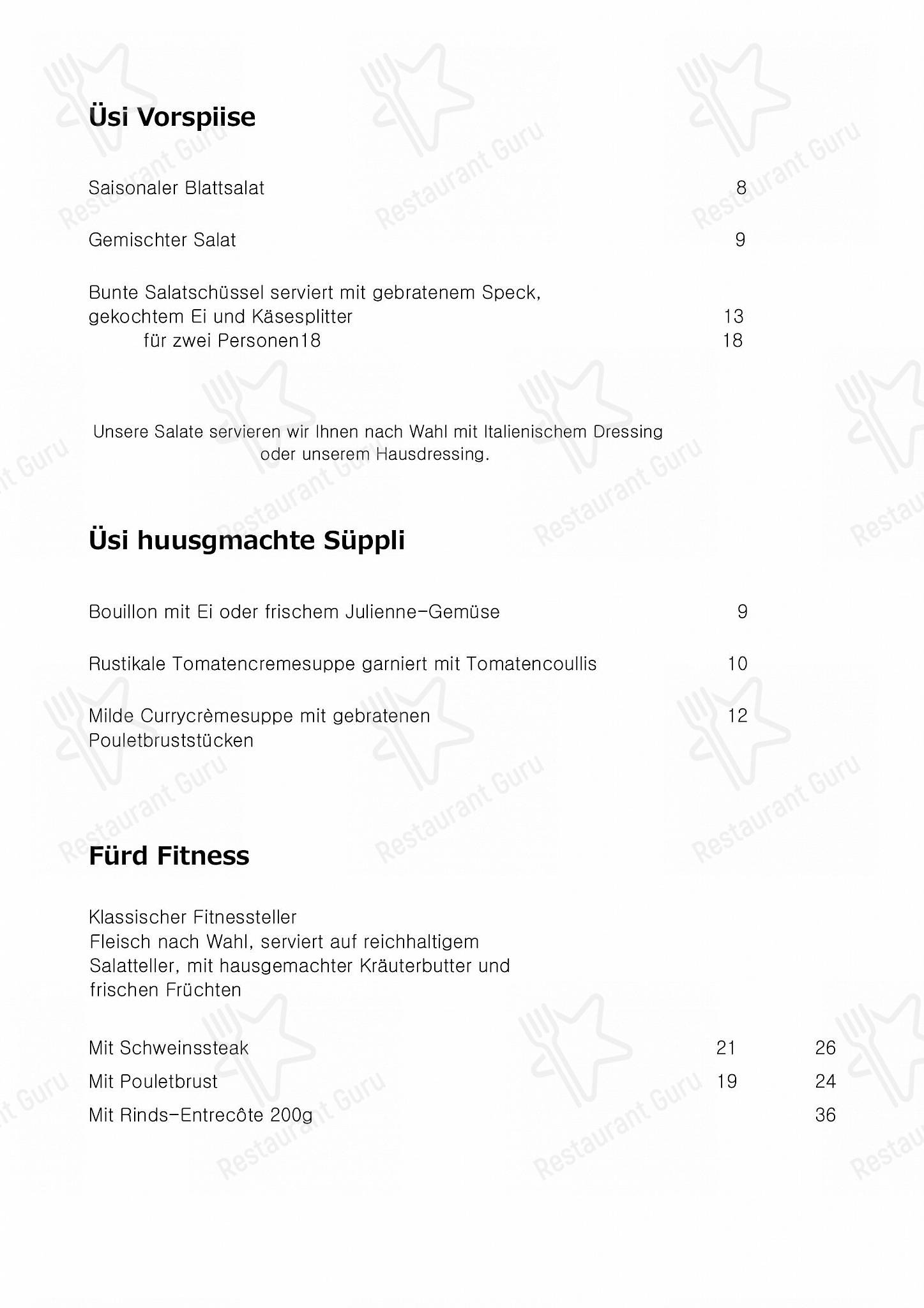 Menu di Hotel-Restaurant Wilhelm Tell - Menu