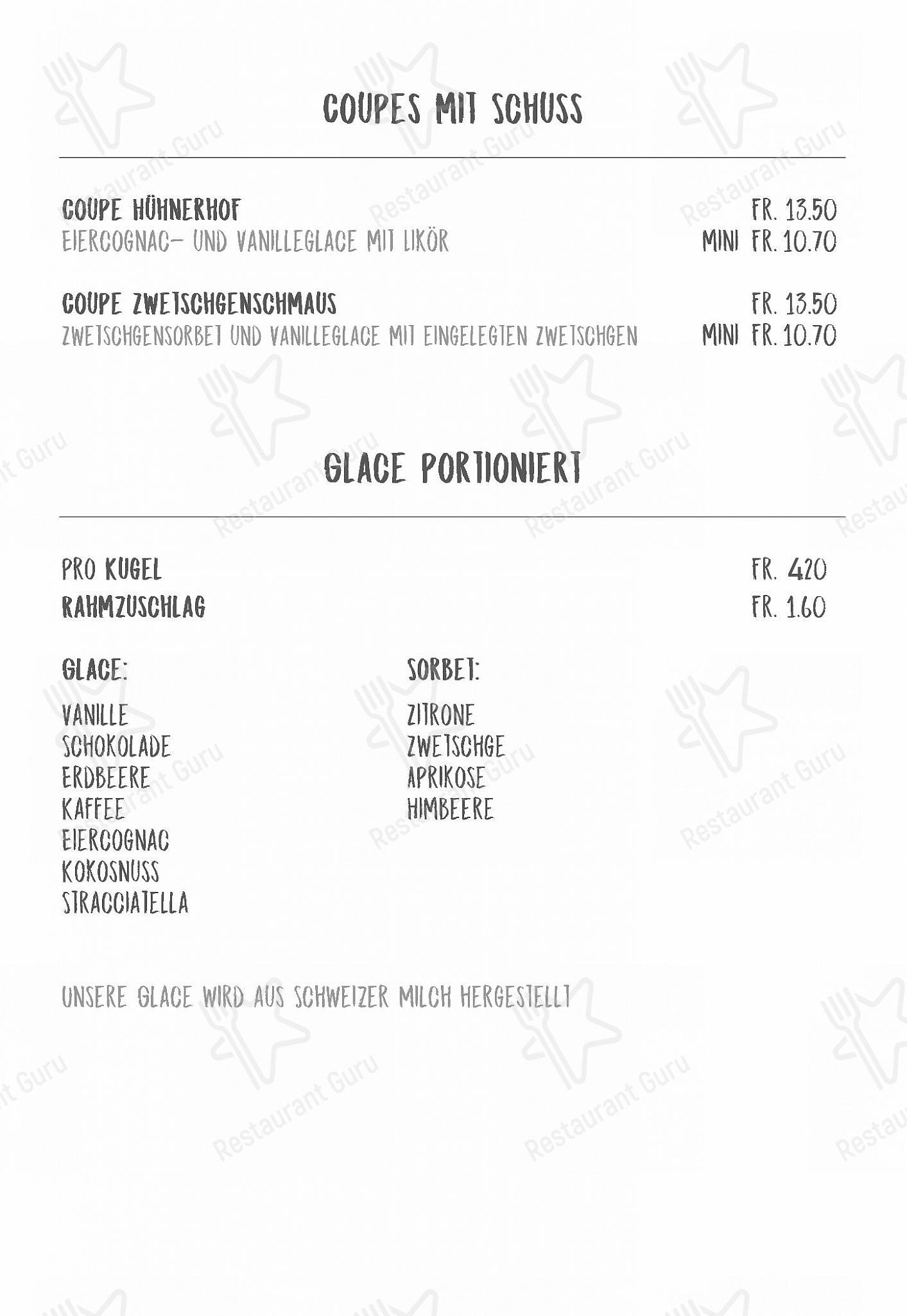 Guarda il menu di Restaurant Rütihof, Gränichen