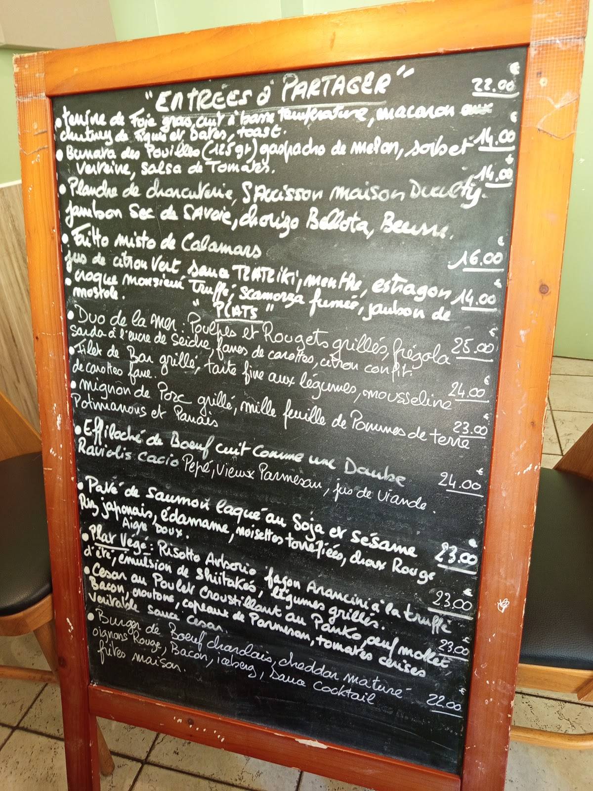 Menu de Wood la cantine gourmande