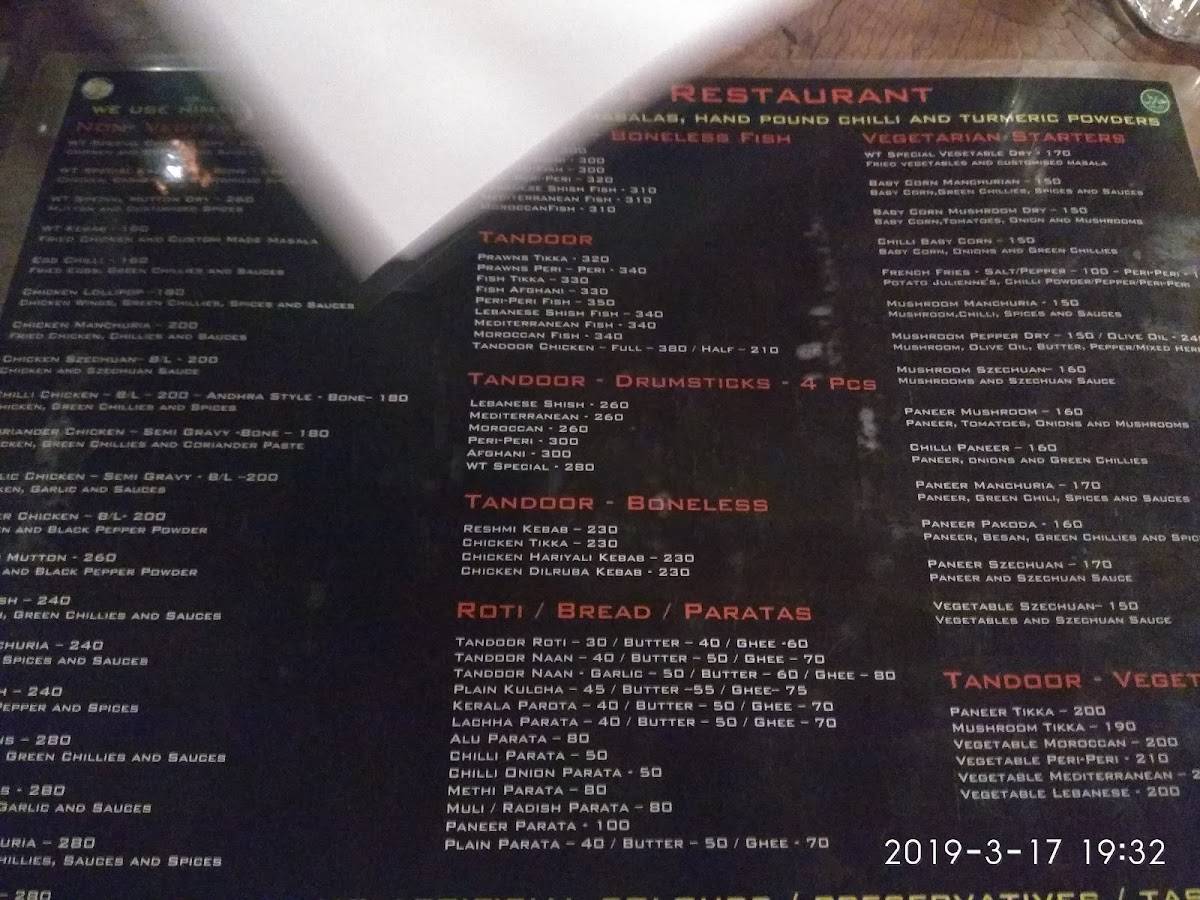 Wooden Table Restaurant menu