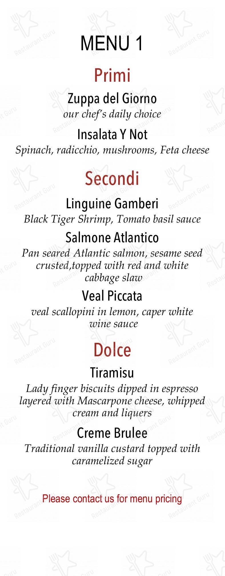 Menu pour Y Not Italian! - 菜单