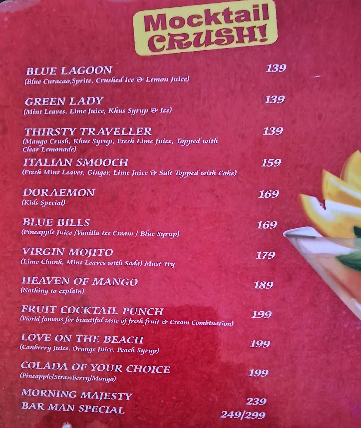 Zafran Restaurant menu