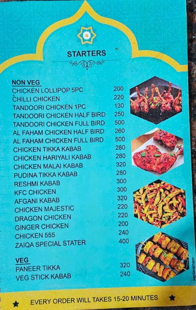 Zaiqa Food Court - Godavarikhani City menu