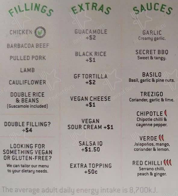 Zambrero Nundah menu